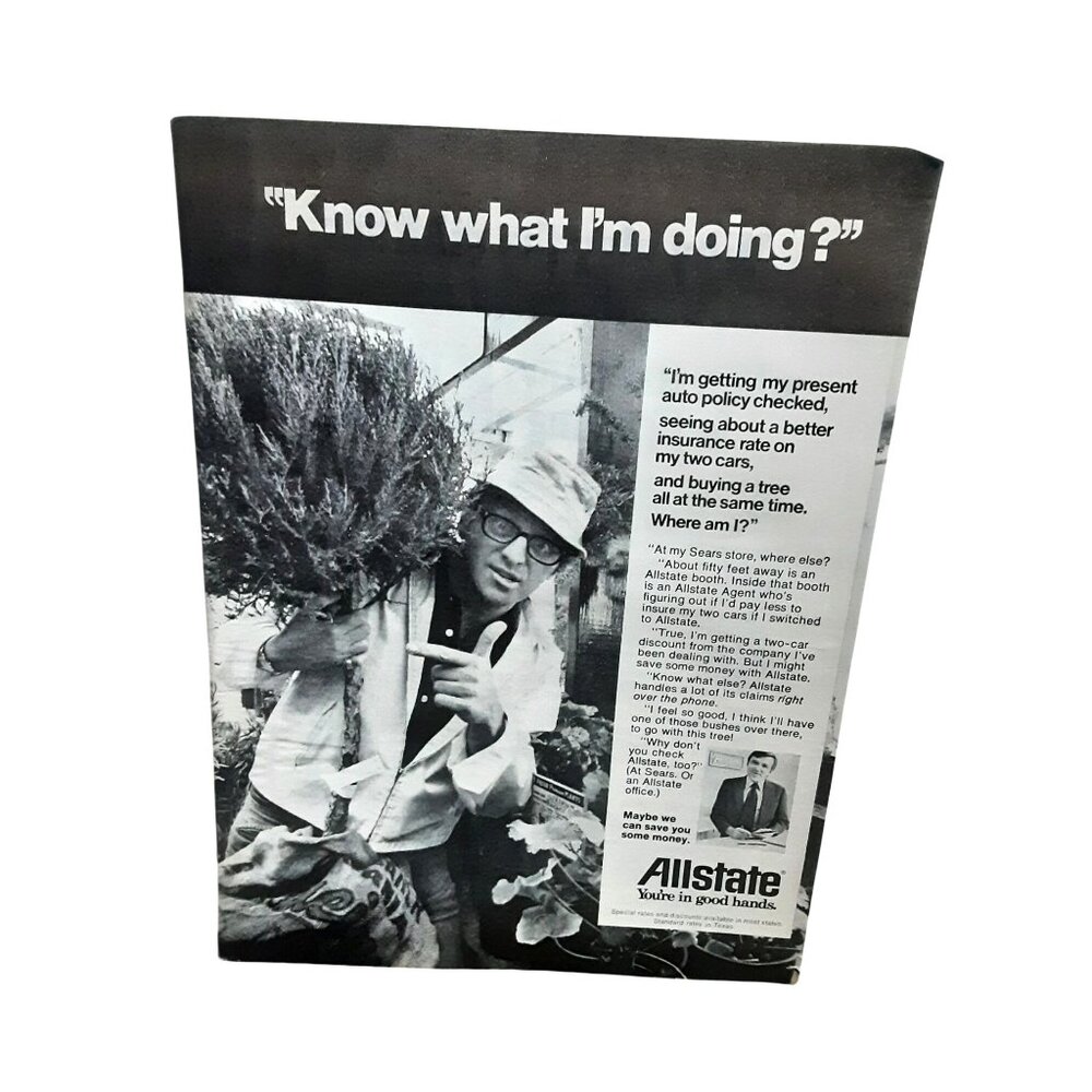 1973 Allstate Insurance Sears Store Vintage Ad Auto Policy Print